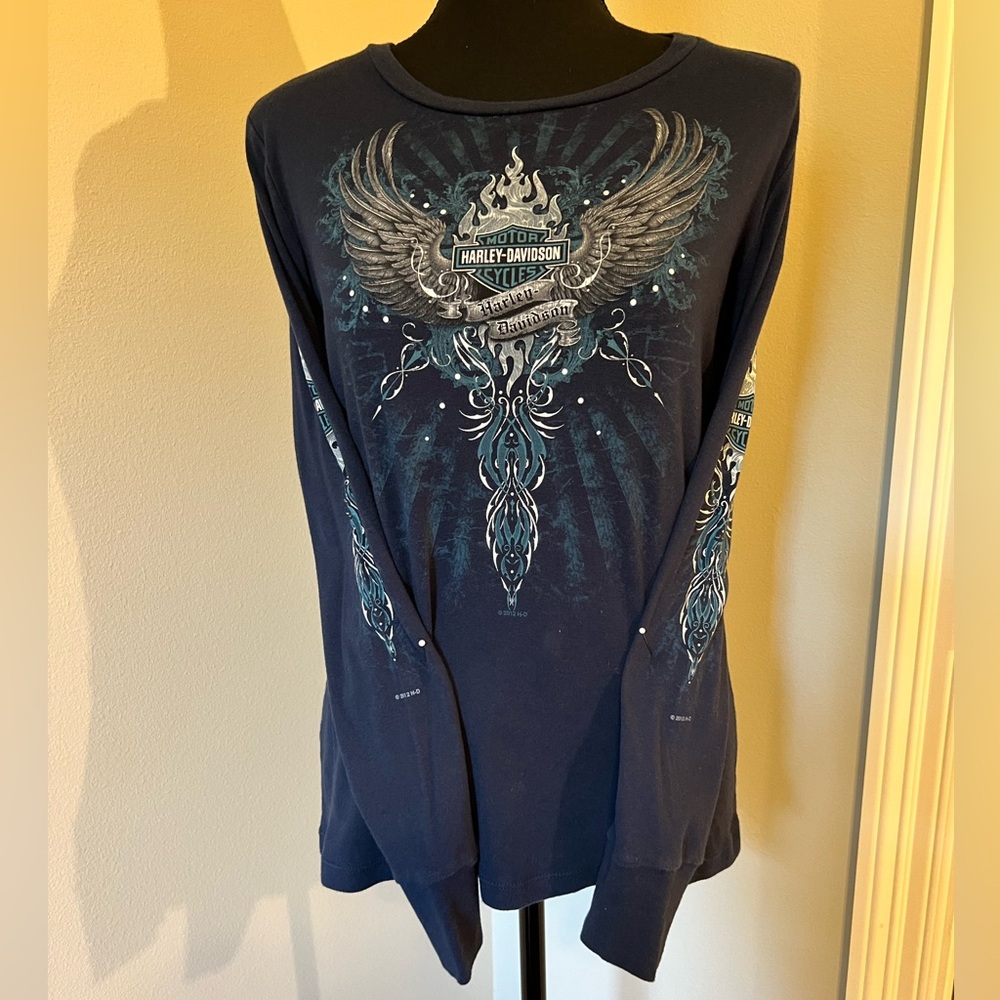 Harley Davidson Long Sleeve Waffle KnitTop - Picture 3 of 4